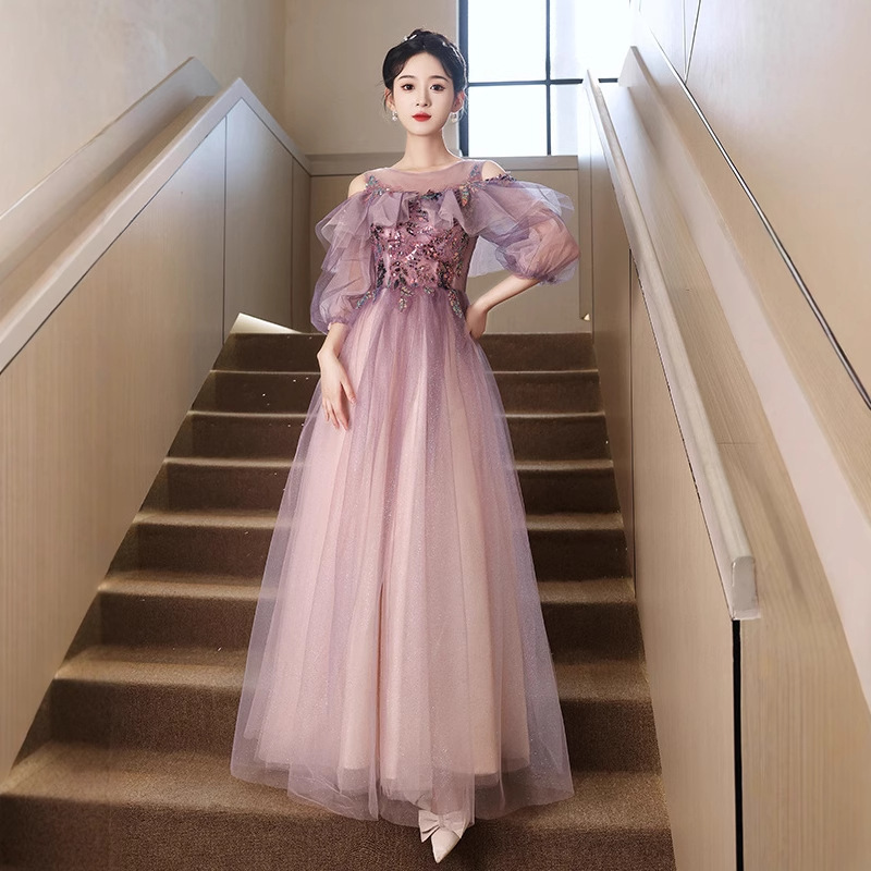 Hostess's Stunning Evening Gown for the Arts Exam, High-End, Light Luxury, Classy Purple Engagement Dress for Girls, High School Students Hostess's Stunning Evening Gown for the Arts Exam, High-End, Light Luxury, Classy Purple Engagement Dress for Girls, High School Students
