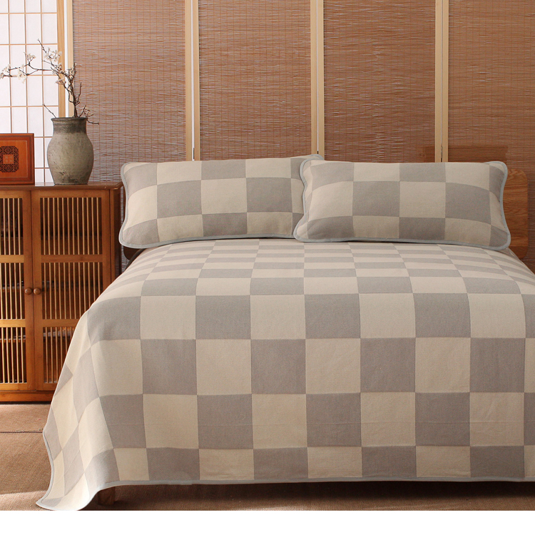Premium. Cũ thô Seasons mat dày chăn ba mảnh vải lanh quá trình Jacquard 100% cotton Nghệ thuật - Thảm mùa hè nệm hơi nước