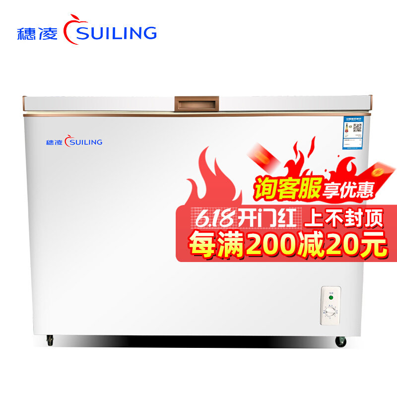 Ear Ling BD Ice Freezer Commercial Horizontal Small Mini Fridge Tea Ice-cream Seafood Refrigerated Frozen Home Freezer Snow