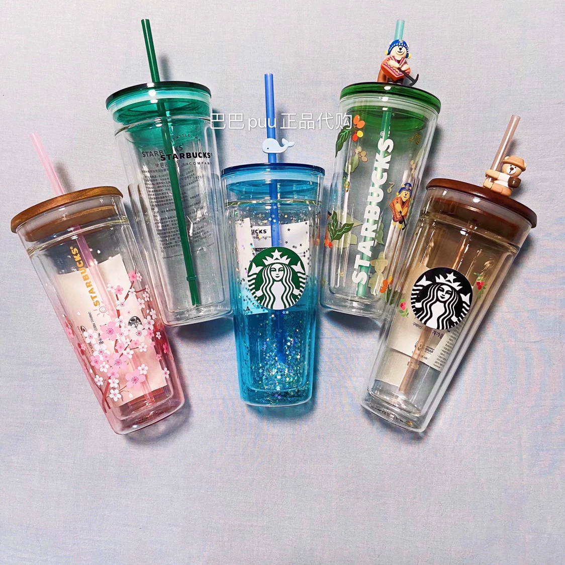 Стакан Starbucks со стеклянной ручкой в виде кролика для Святого Валентина, год Кролика, новая коллекция