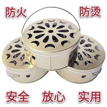 304 stainless steel mosquito coil box portable creative disc with cover hand fireproof hot stove bracket box to pick up the ash pan outdoors