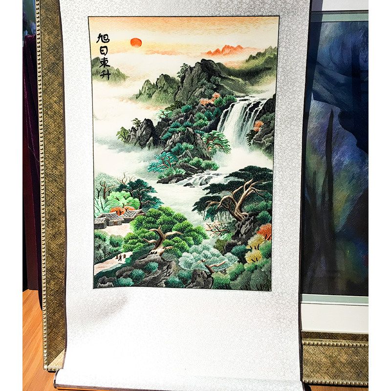 Elegant Embroidery Collection Hunan Embroidery Finished Handmade Embroidery Scroll Soft Mounting to Customers to Send Foreign Guests Easy to Carry New Year Gifts