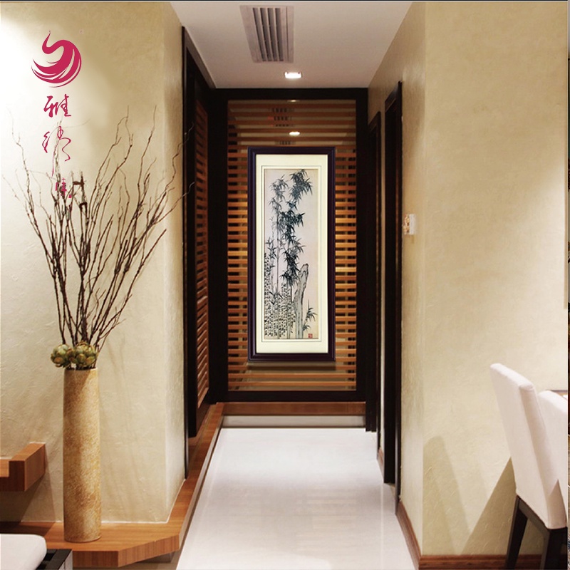 Yaxiu collection handmade Hunan embroidery landscape ink bamboo frame soft mounting single-sided embroidery gift embroidery porch decoration hanging painting