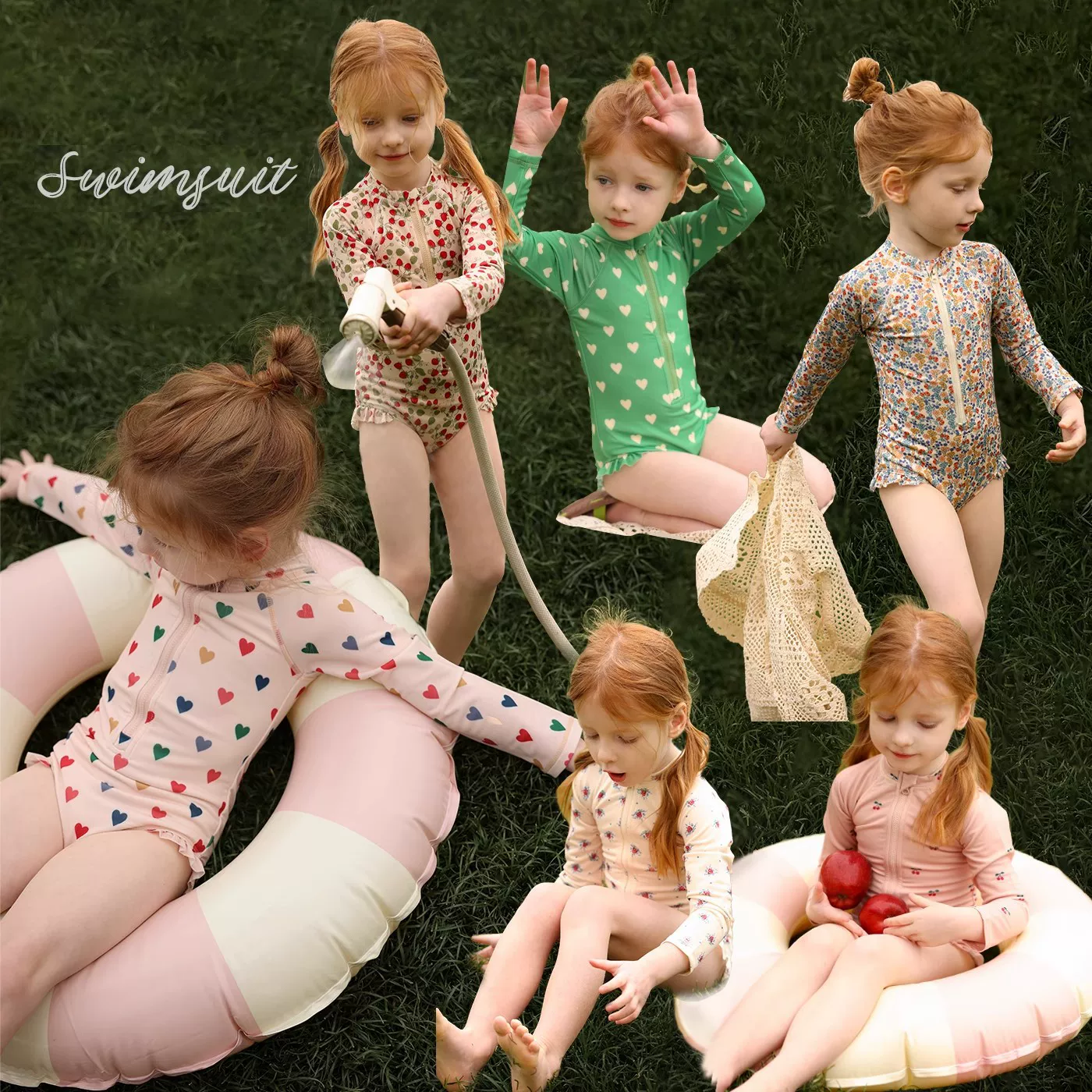 Пляжная одежда, классический быстро сохнущий летний детский лонгслив с цветочным принтом