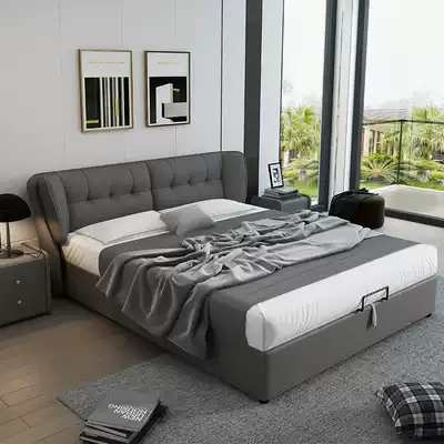 Nordic cloth bed removable and washable master bedroom double bed simple modern ins Net red bed wedding bed soft bag technology cloth bed