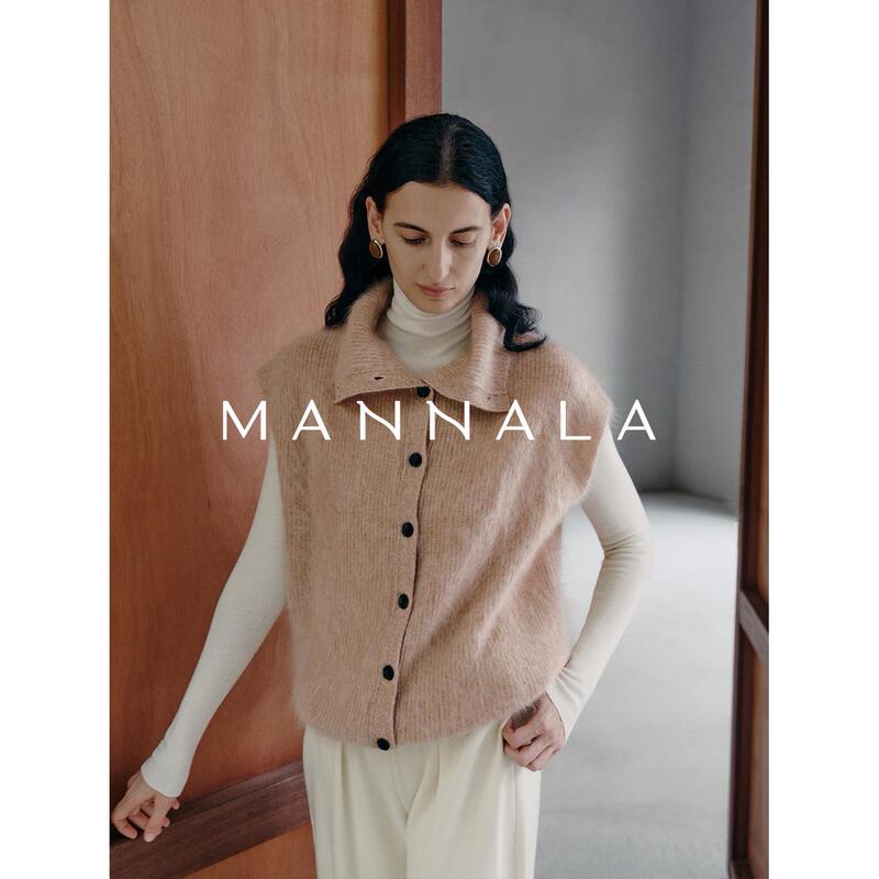Mannala丨 "Warm Winter Vest” Hanshan White Cashmere Washed Brushed Turtleneck Sweater Vest Q5202