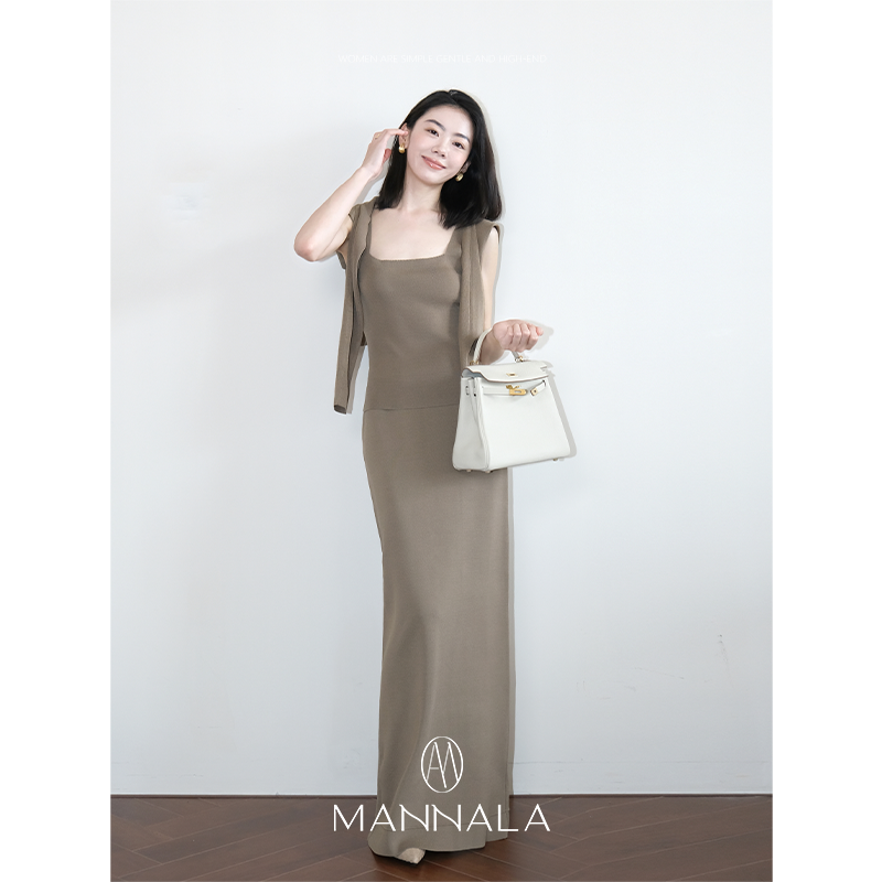 Жилет MANNALA, кардиган, юбка, комплект, облегающий, комплект из 3 предметов
