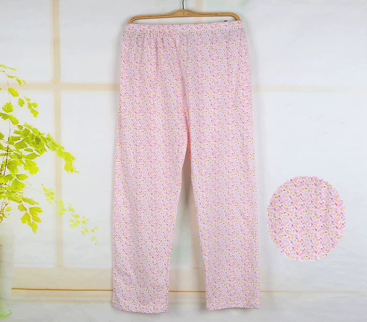 Ông già mùa hè cotton mỏng phần pyjama quần mẹ trung niên cotton cộng với phân bón XL điều hòa không khí quần nhà