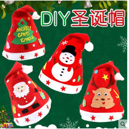 Christmas Day DIY hat Hand props three-dimensional unwoven hat Candy Bag Fruit Pint Bag