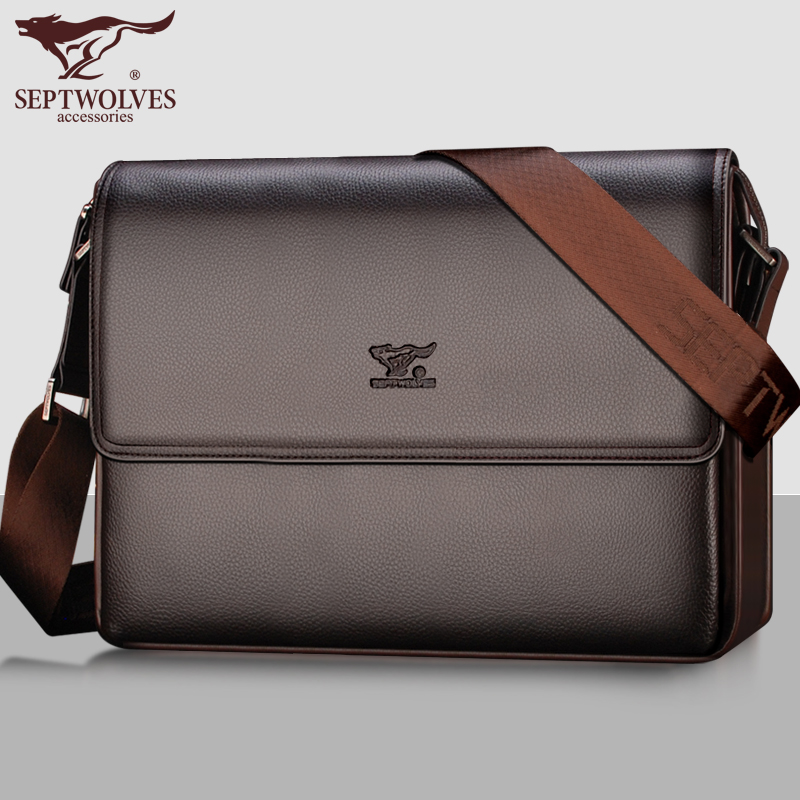 Seven Wolf Ranker Leather Single Shoulder Bag Slip Cover Business Brief Limited Head Leather Capacity