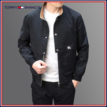 tommy shangye fall winter men's new black jacket exquisite neckline striped jacket slim jacket men