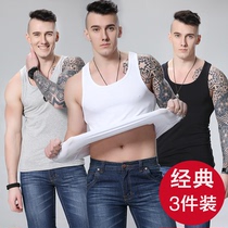 Men's summer vest cotton undershirt slim stretch exercise fitness youth tide tight solid color waistcoat waistcoat men