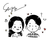 ins Wind cute Q-version hand-painted head black and white to make real-life photos to cartoon logo lovers Design comics