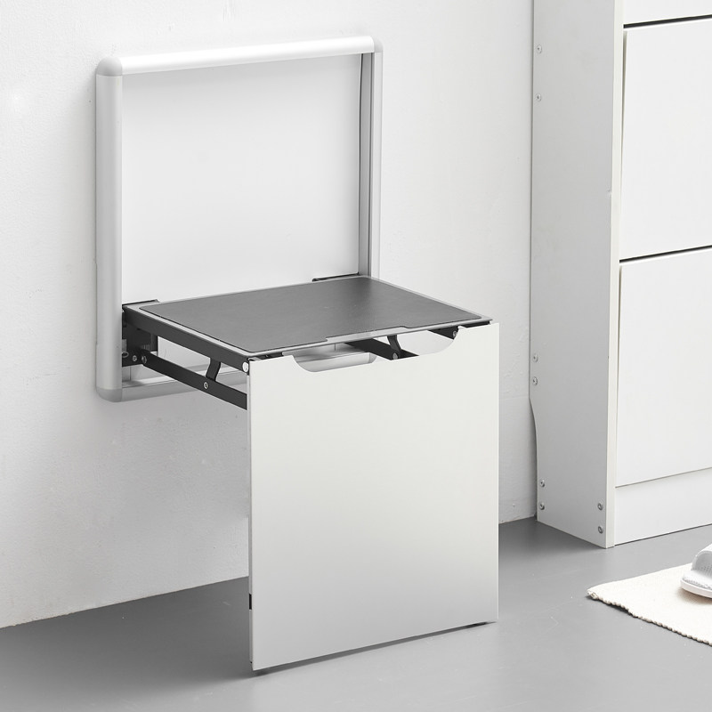 Folding shoe changing stool door entrance porch wall-mounted wall-mounted adult shoe changing chair wearing shoe stool shoe cabinet stool aluminum alloy invisible chair