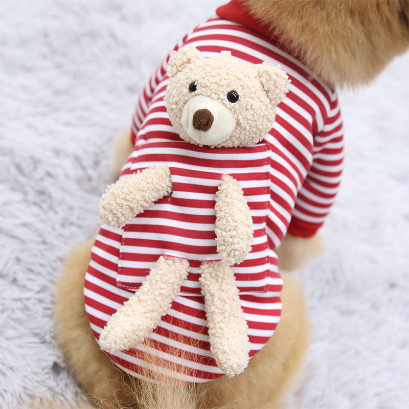 Pocket bear plus velvet dog clothes winter pet cat clothes small dog autumn and winter Pomeranian Teddy cotton T