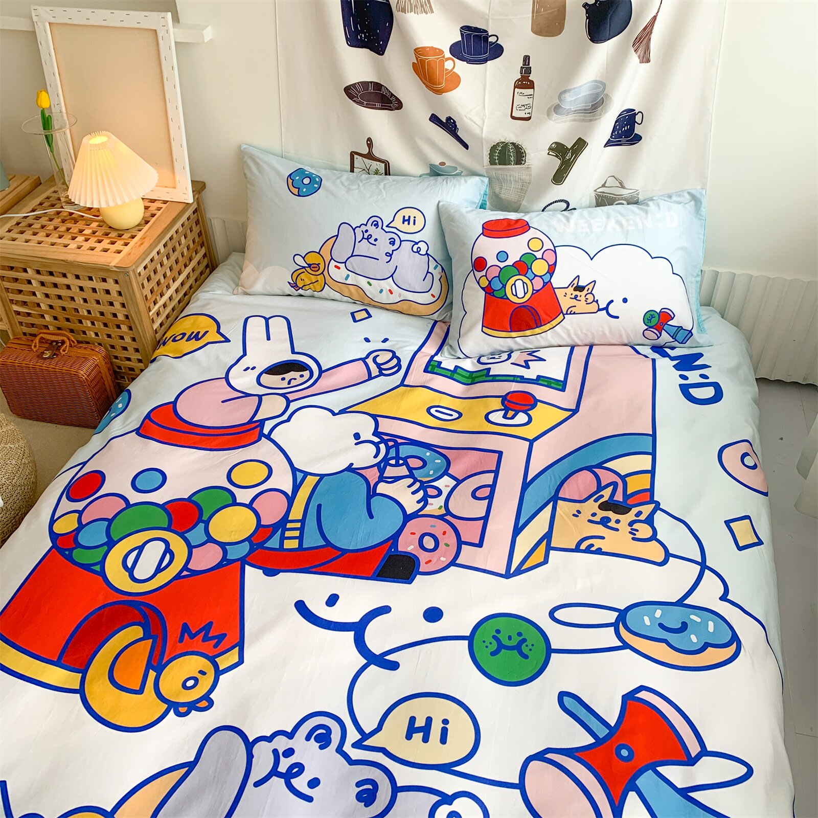 (Fuji store) 2021 video game kid original cartoon cotton four-piece set two-dimensional cotton quilt cover sheets