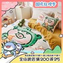(Fuji Store) Japanese cartoon original Falavia four-piece coral velvet warm kit cute bedroom