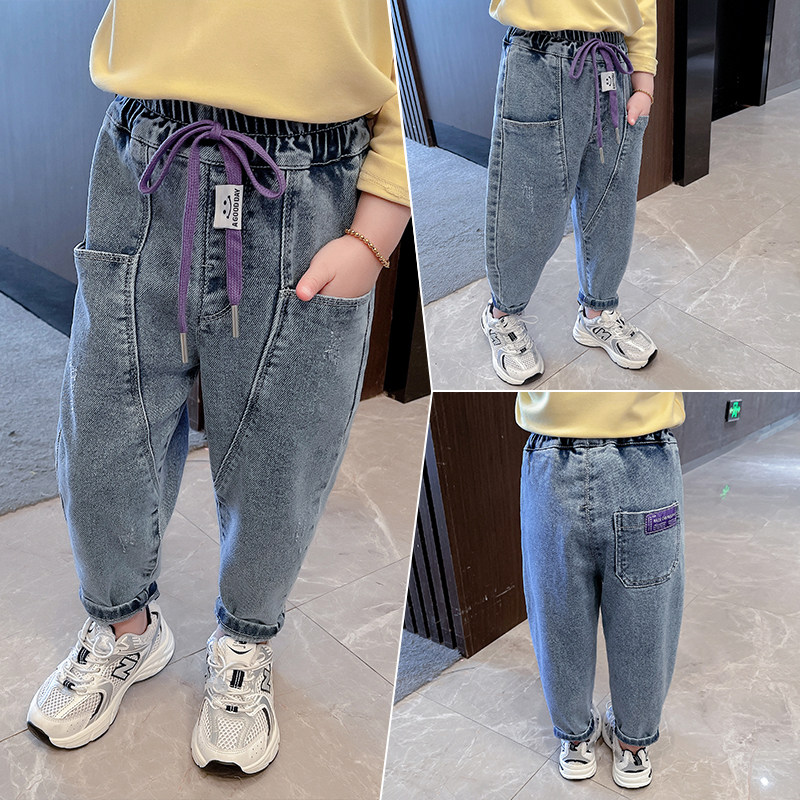6 girls pants spring trousers little girl foreign style loose jeans Korean version baby children's clothing spring and autumn daddy pants 5