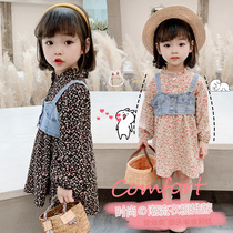 Girls floral dress 2021 spring new childrens Korean version of the Western style long-sleeved princess dress baby fashion suit