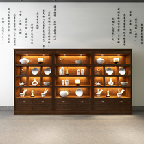Retro Cosmetics Exhibition Cabinet Display Case Products Cabinet Solid Wood Liquor Tobacco Liquor Tea Shelf Ancient Play Jade Display Cabinet