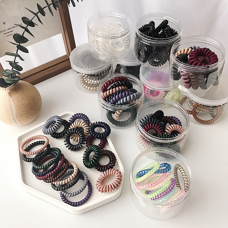 Telephone line hair ring female Korean incognito ins hair ring net red simple leather sleeve tie hair rubber band hair rope headdress