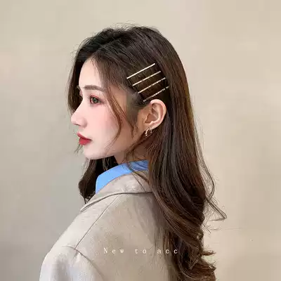 Japanese wild styling hair metal word clip South Korea Golden basic bangs clip hairclip edge clamp a set of ten
