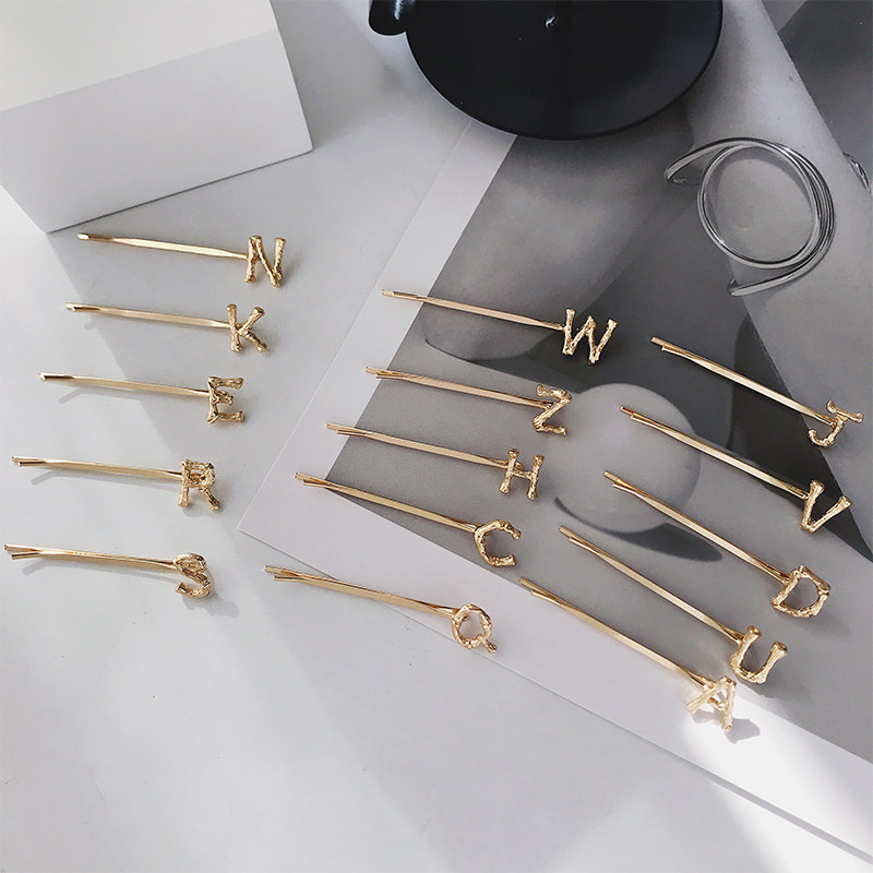 Name hairpin net red simple temperament metal letter hairpin bangs side word clip clip clip headwear female