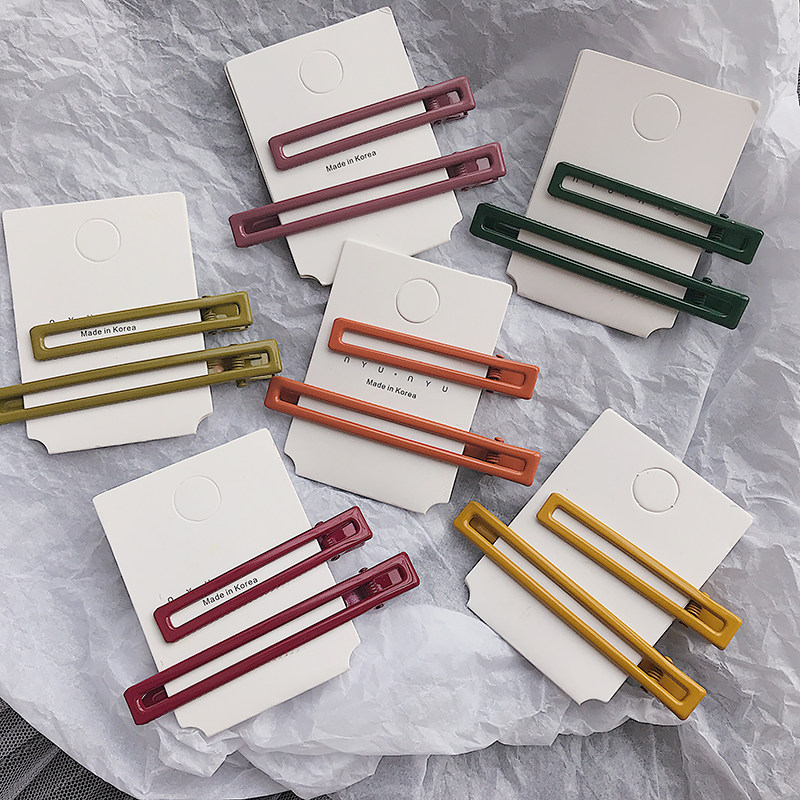 2-piece set of ins wind girl heart color hairpin hollow geometric bangs hair side clip simple metal hair card headdress