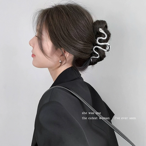 Серебряная большая заколка-крабик с бантиком, изысканная заколка для волос, акула, сексуальные шпильки для волос, аксессуар для волос