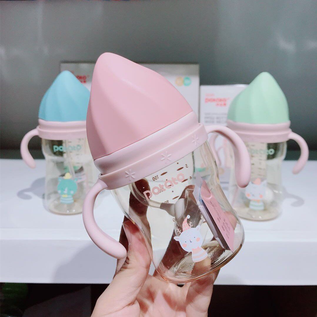 Small potato ice cream PPSU material ultra-wide diameter bottle anti-flatulence anti-drop simulation breast milk weaning bottle