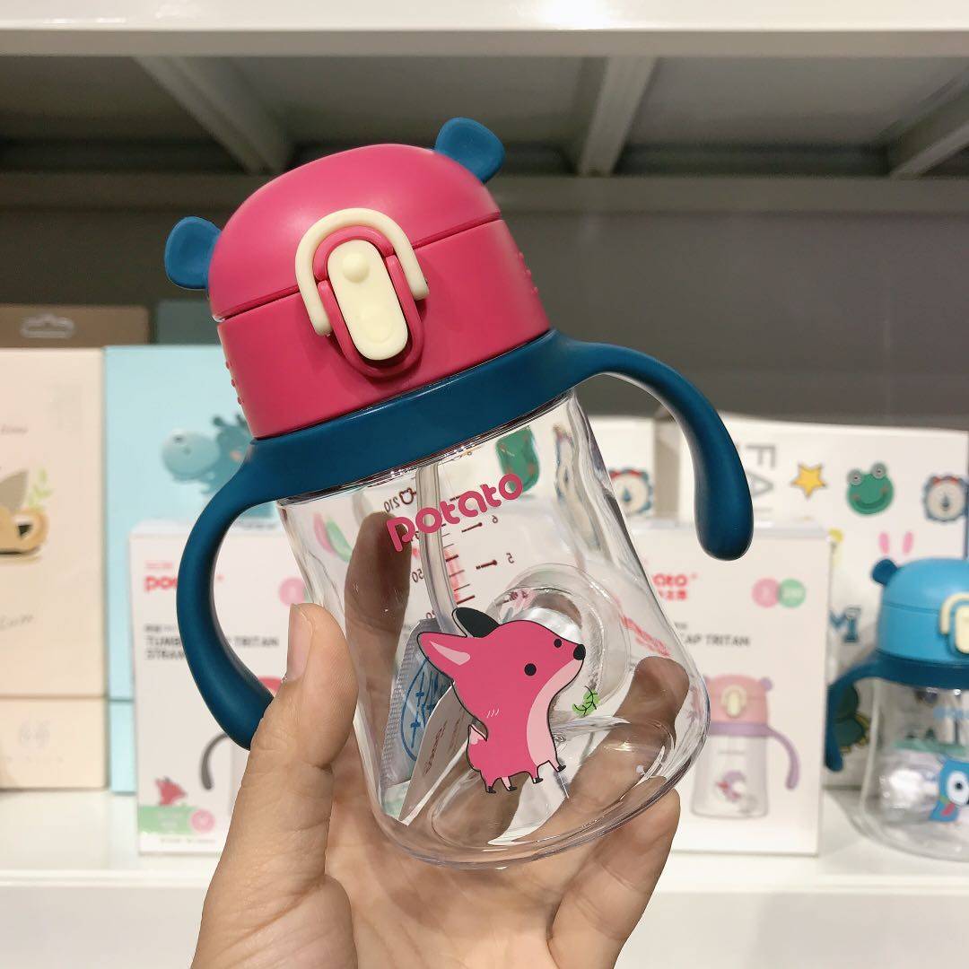 Potato Small potato Children learn to drink straw cup Anti-countercurrent baby anti-choking Gravity ball water cup with scale
