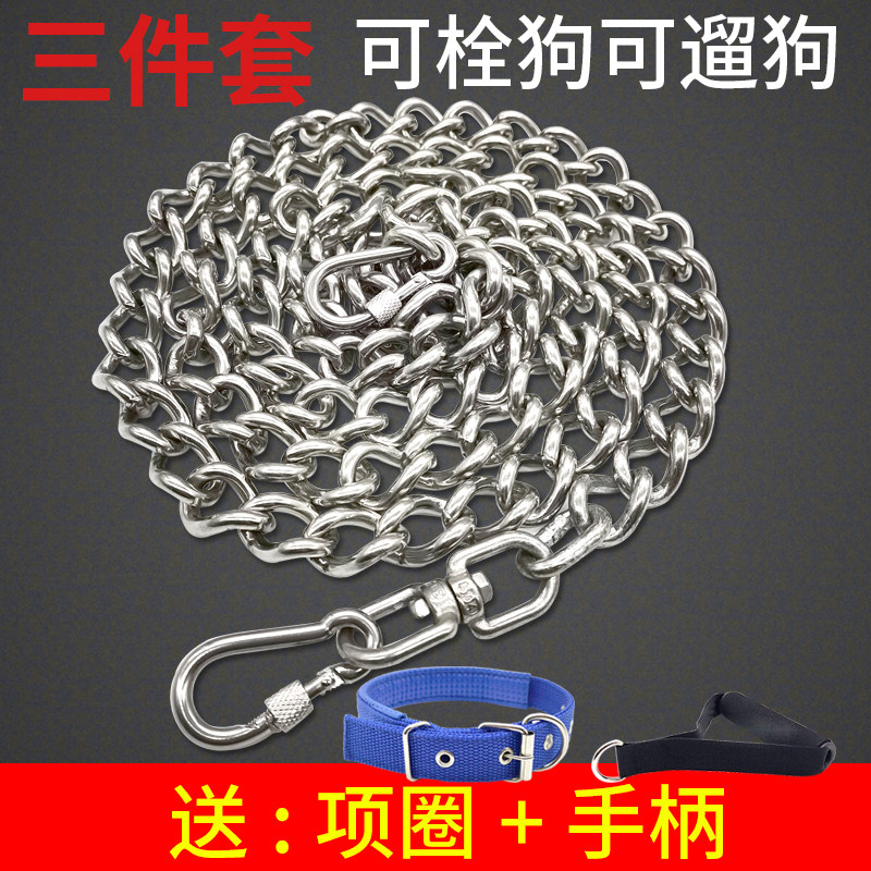 304 Stainless Steel Dog Necklace Medium Dog Traction Rope Torsion Chain Golden Hair Haschidi Large Bolt Dog Iron Necklace