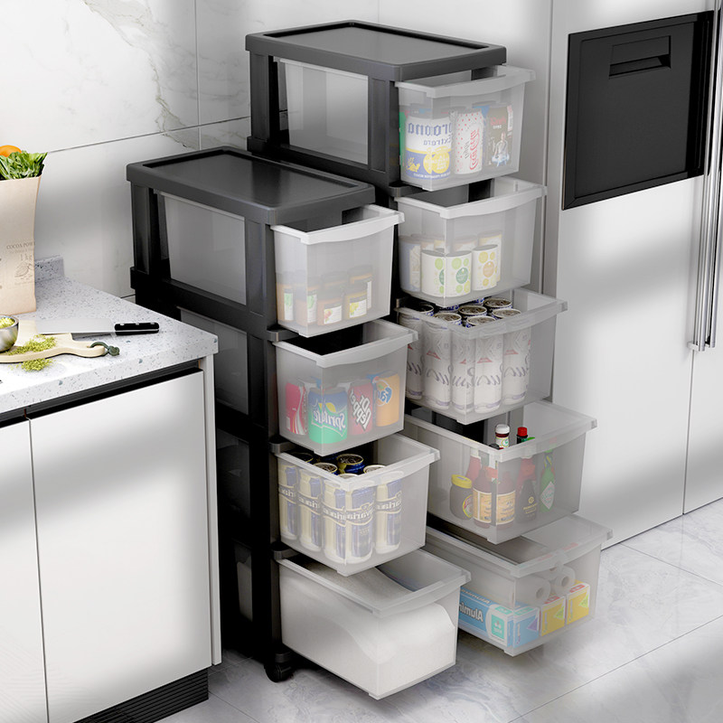 20 25 32cm Clamp drawer type collection cabinet multi - floor transparent container kitchen cosmetic cabinet