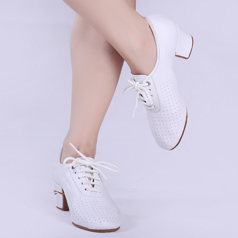 Betty dance shoes T1B soft leather ladies teacher dance shoes sapphire blue two-point bottom friendship coach Latin dance shoes