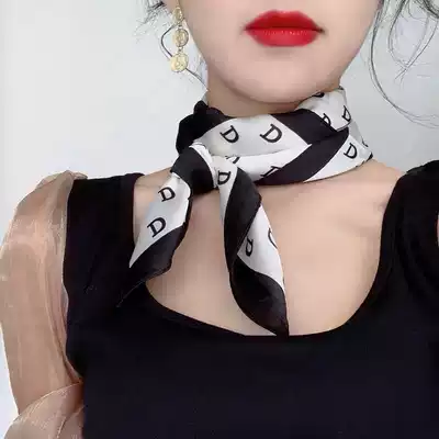 Shawl silk scarf women's spring and summer thin long small square towel wild decorative scarf neck Korean scarf net red hair band