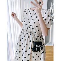 Pregnant woman Summer reduction in dress fashion Dress Fashion style Round Collar 2022 New Superior Sensian Woman Polo Dot long dress