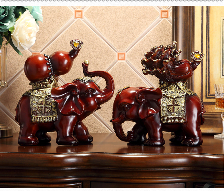 Phong Thủy lucky elephant đồ trang trí một cặp đồ trang trí tủ TV tủ rượu nội thất văn phòng thủ công mỹ nghệ mở quà tặng