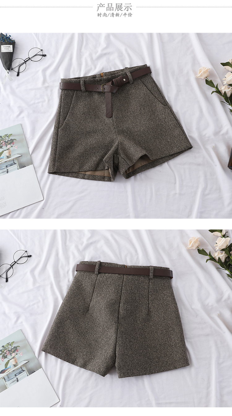 Quần short cạp cao cạp cao nữ thu đông 2018 phiên bản mới của Hàn Quốc của quần len ống rộng, quần lửng mỏng hoang dã quần sooc da nữ đẹp