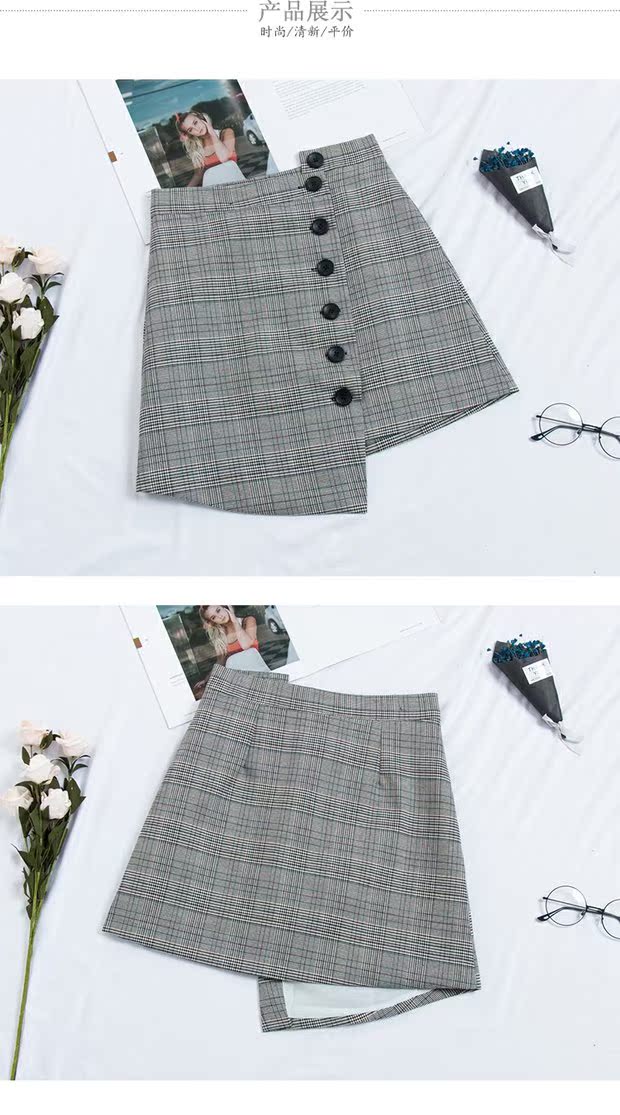Tính khí bất đối xứng nút bất thường retro cao eo một từ váy một mảnh lưới nửa chiều dài váy hip váy nữ chân váy cho người mập
