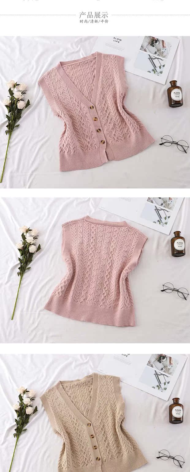 Twist len ​​áo len nữ mùa thu Hàn Quốc phiên bản lỏng lẻo tay áo len len áo vest áo cardigan