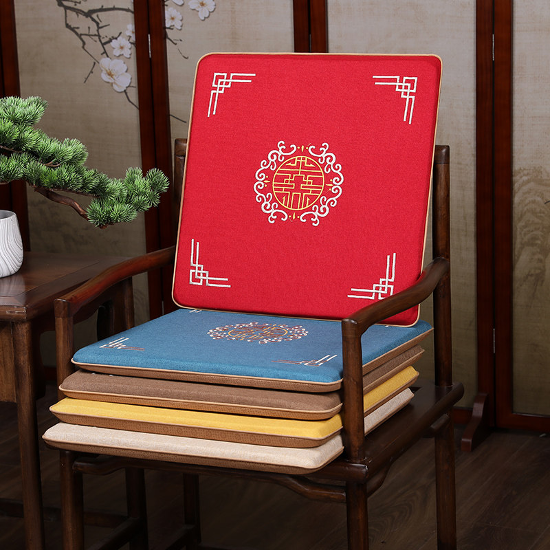 Chinese embroidered solid wood chair cushion all season universal non-slip ring chair Chair Dining Chair Dining Chair Official Hat Chair Tea Table Chair Mat