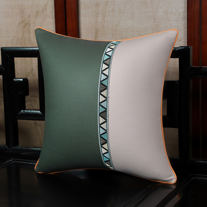 Chinese style mahogany sofa back cushion Chinese style pillow imitation leather living room pillow cover without core bed head waist pillow custom