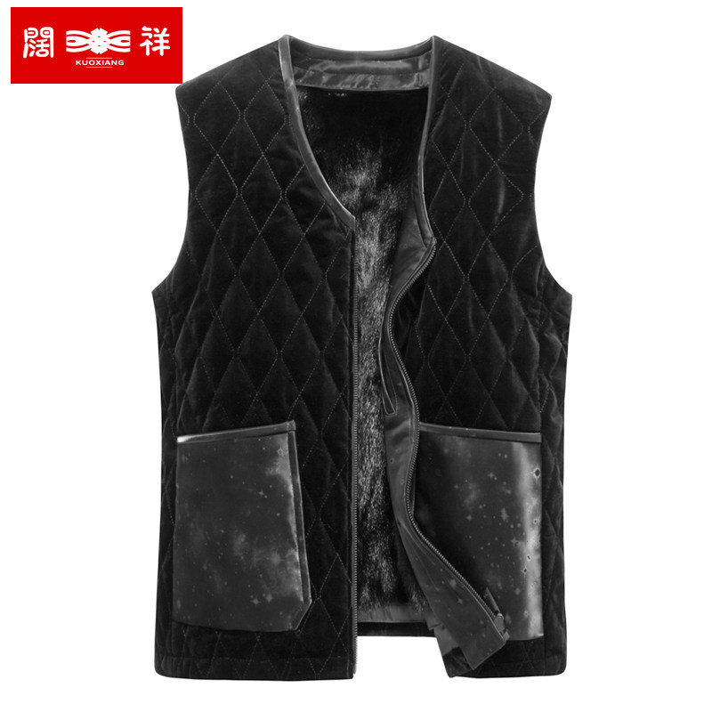 Winter Buffet Shoulder Fur Shoulder Leather Grass Whole Mink Vest Liner Machia Mink Leather Waistcoat Thickened Dad Dress Warm