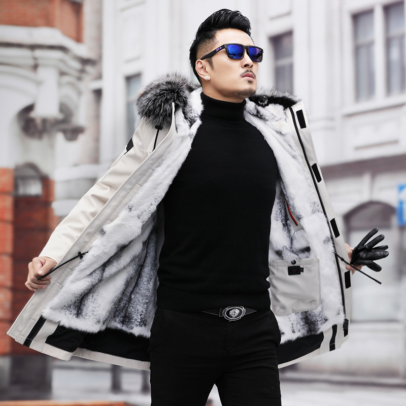 2021 Parker clothing mink fur coat men's leather hair one-piece fur inner winter long tide coat