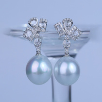 Customer Custom Leaf Floating recommended 18K Gold Geometric Body Diamond Eardrop Natural Seawater Pearl Aussie white