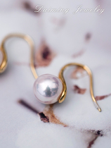 Tiannu light akoya seawater pearl earrings high heels classic 18K gold thick gold earrings