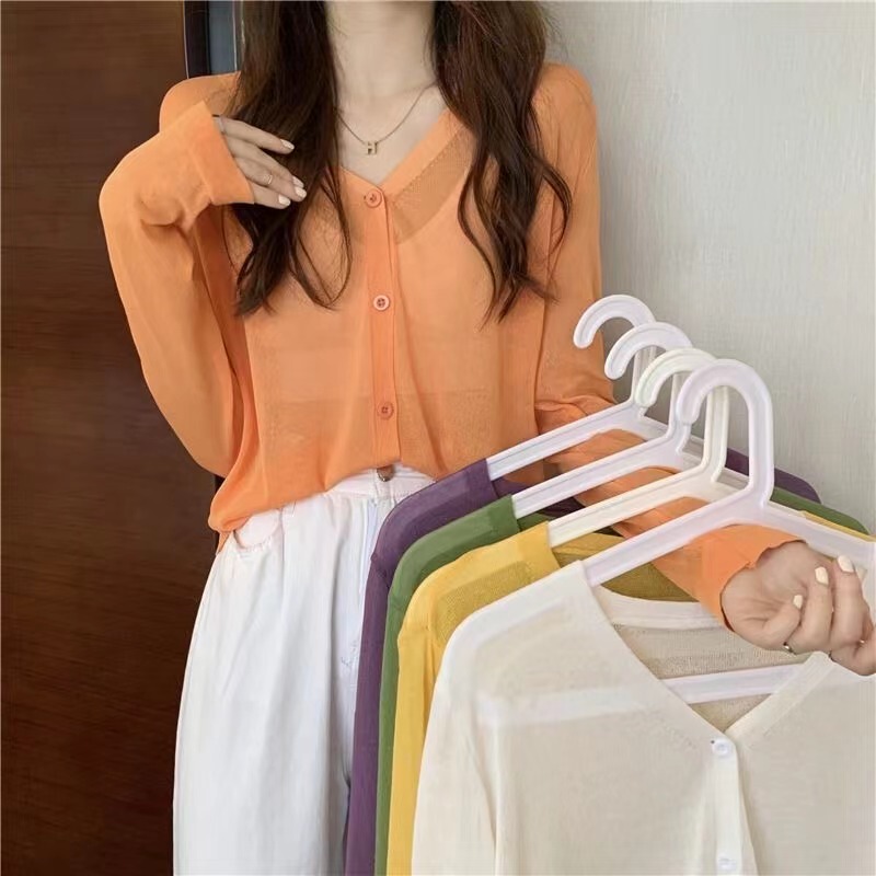 Thin Knitted Sun Protection Cardigan Jacket for Women 2026 Summer New Style Retro Gentle Style Loose and Versatile Long-Sleeved Top Thin Knitted Sun Protection Cardigan Jacket for Women 2026 Summer New Style Retro Gentle Style Loose and Versatile Long-Sleeved Top