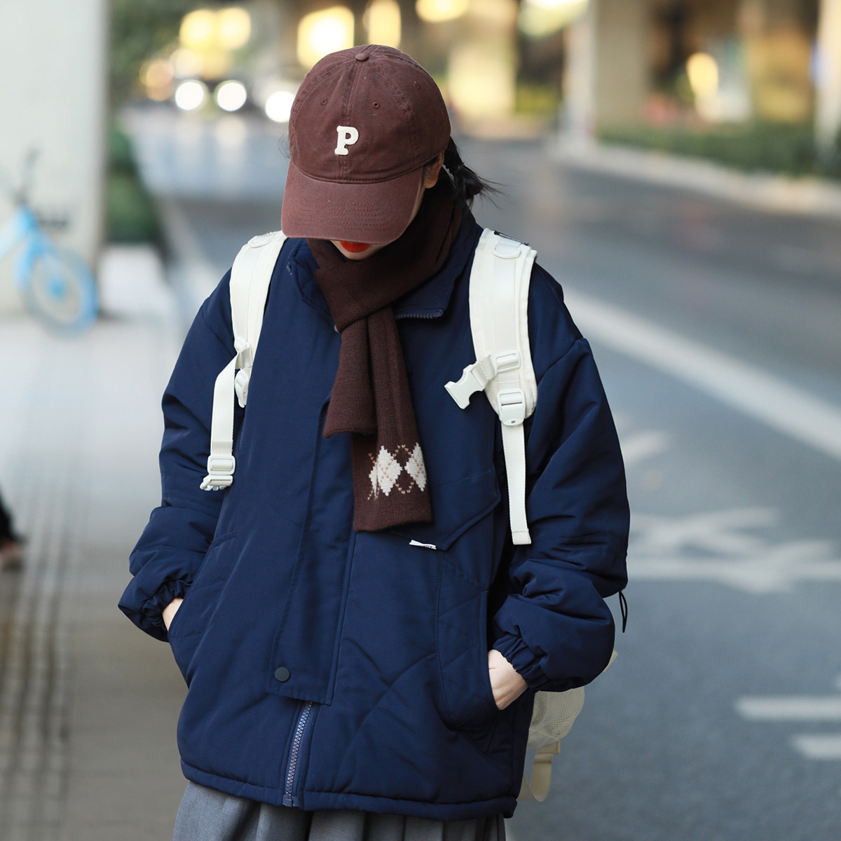 Tooling padded jacket female Japanese loose padded jacket thickened winter coat design sense niche cotton jacket student couple bf tide