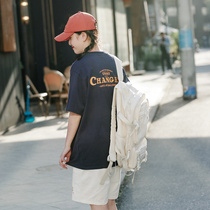 Upright Walking Summer Behind Letter Printed Short Sleeve T-shirt Female Tide Card Mistress half sleeves Ins jacket Students cool