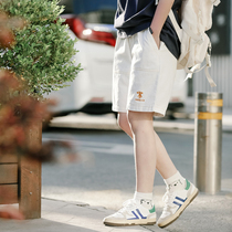 Tooling Shorts Women Summer Loose 2022 Thin Straight Cylinder Students Casual Mid Pants Port Taste Embroidery Sport 50% Pants Tide